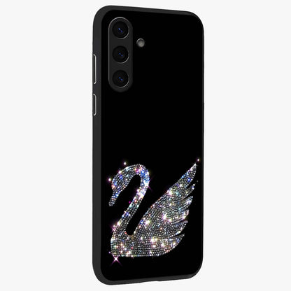 Starlit Swan Grace Glass Case upright view showcasing beautiful swan artwork with peaceful night themed design.