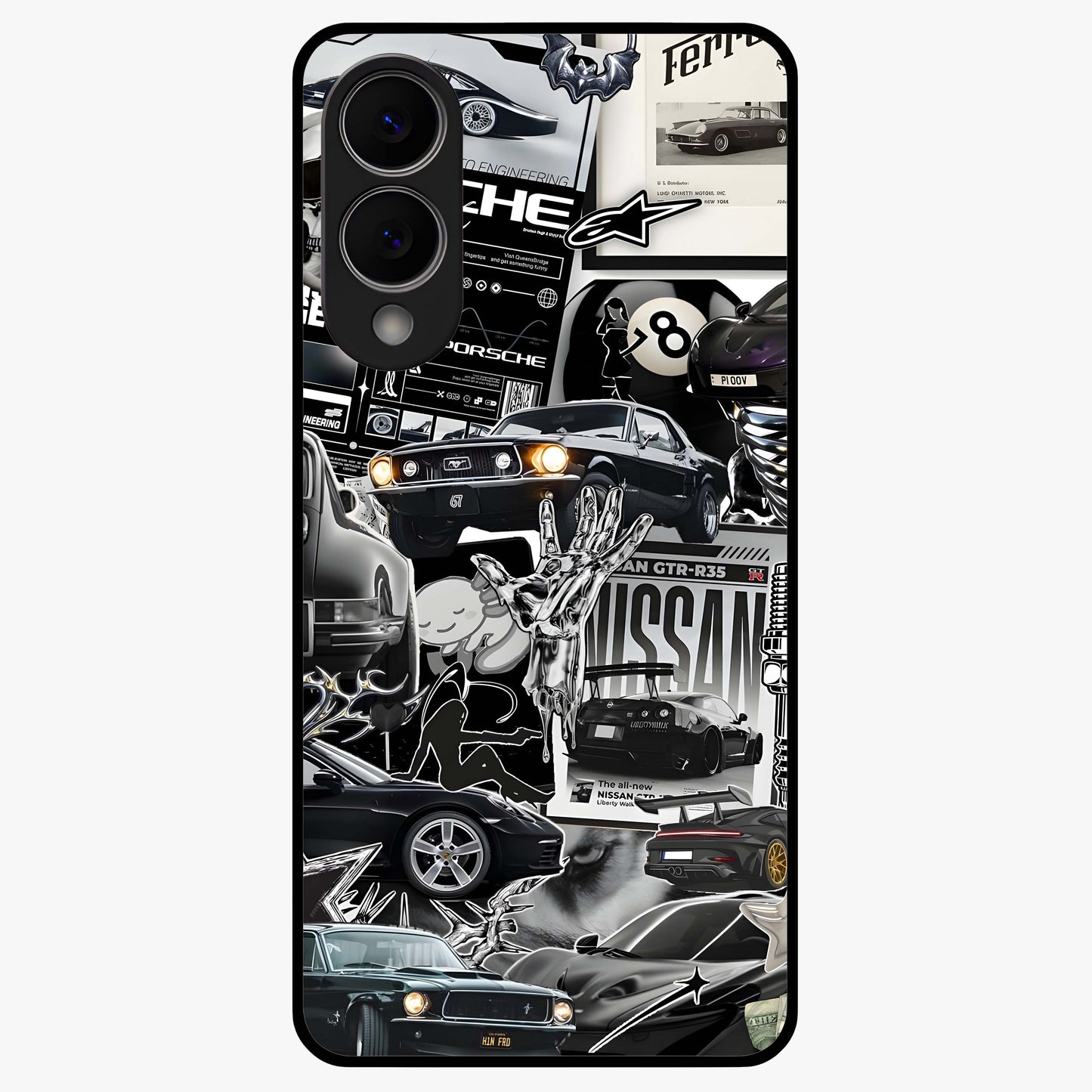 Aesthetic Dark Love Glass Case showing flat back view with dark romantic artwork and glossy glass finish.