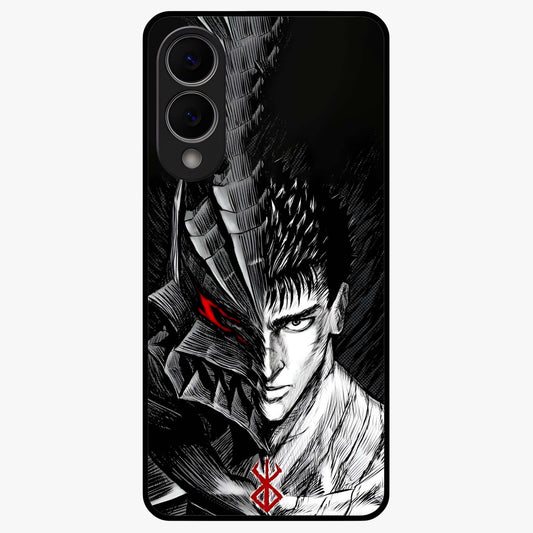 Berserker Blood Oath Glass Case showing flat back view with fierce warrior inspired artwork and glossy glass finish.