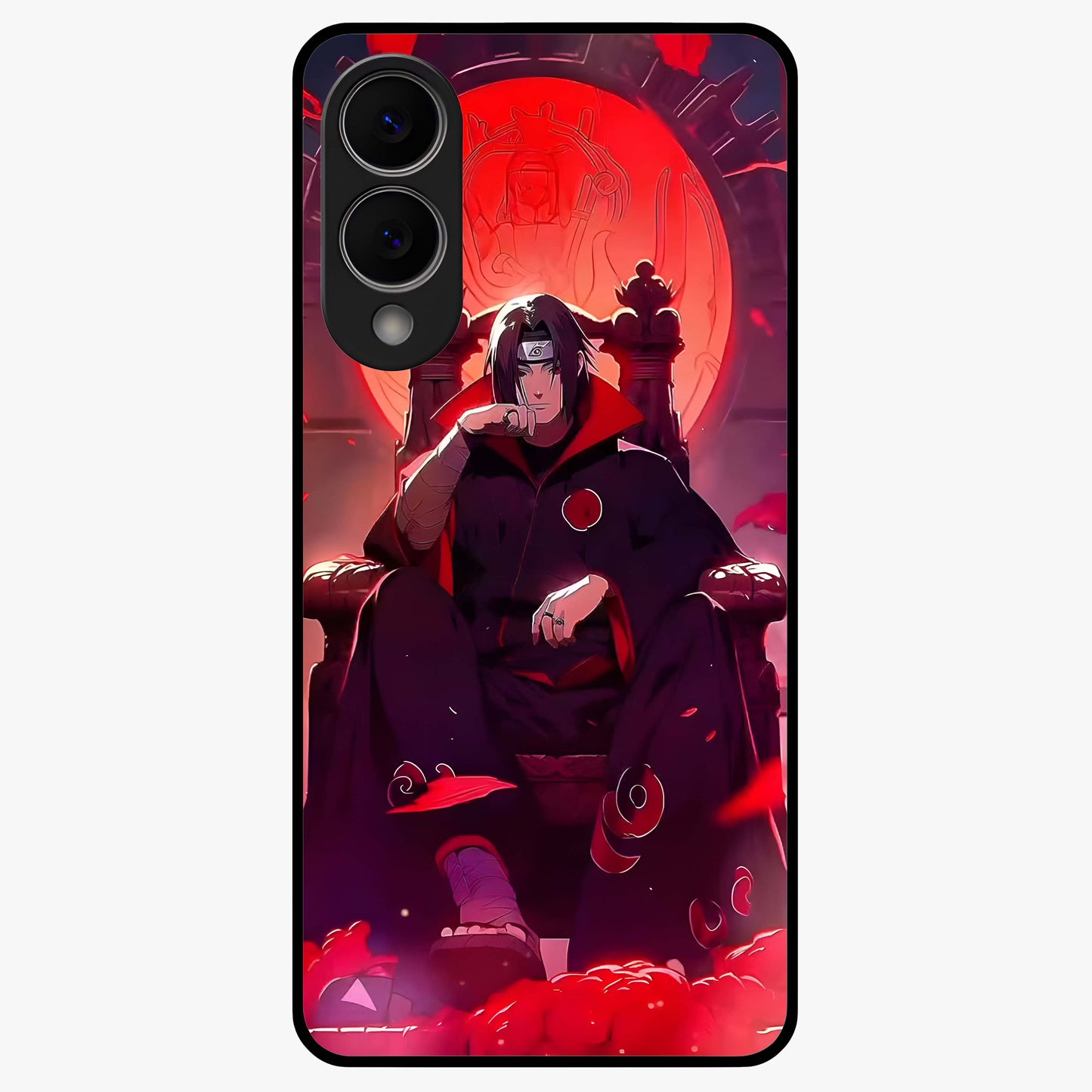 Blood Moon Sovereign Glass Case showing flat back view with mystical blood moon artwork and glossy glass finish.