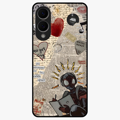 City Dream Sketch Glass Case showing flat back view with artistic city skyline sketch artwork and glossy glass finish.