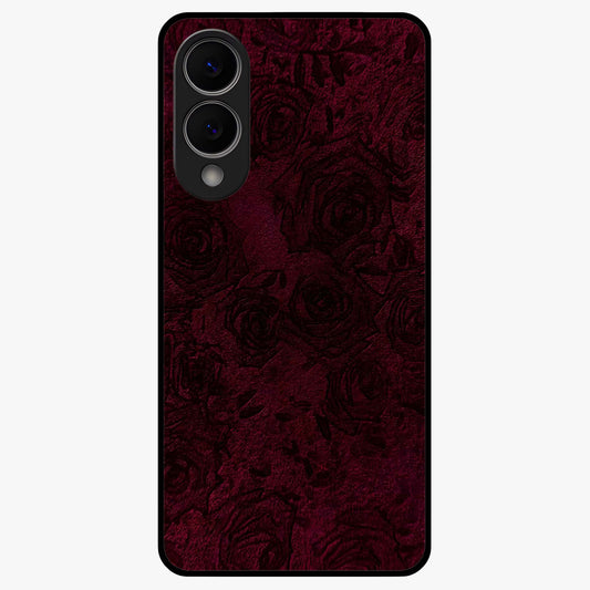 Crimson Fade Flow Glass Case showing flat back view with flowing crimson gradient artwork and glossy glass finish.