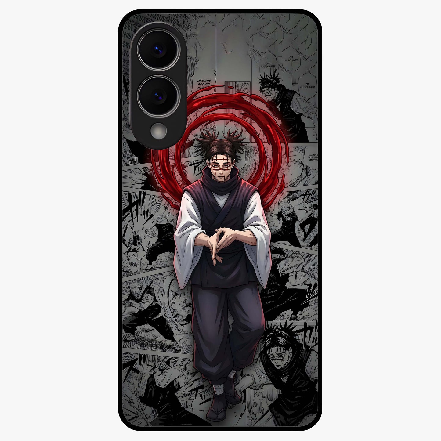 Cursed Ritual Ascension Glass Case showing flat back view with dark ritual themed artwork and glossy glass finish.