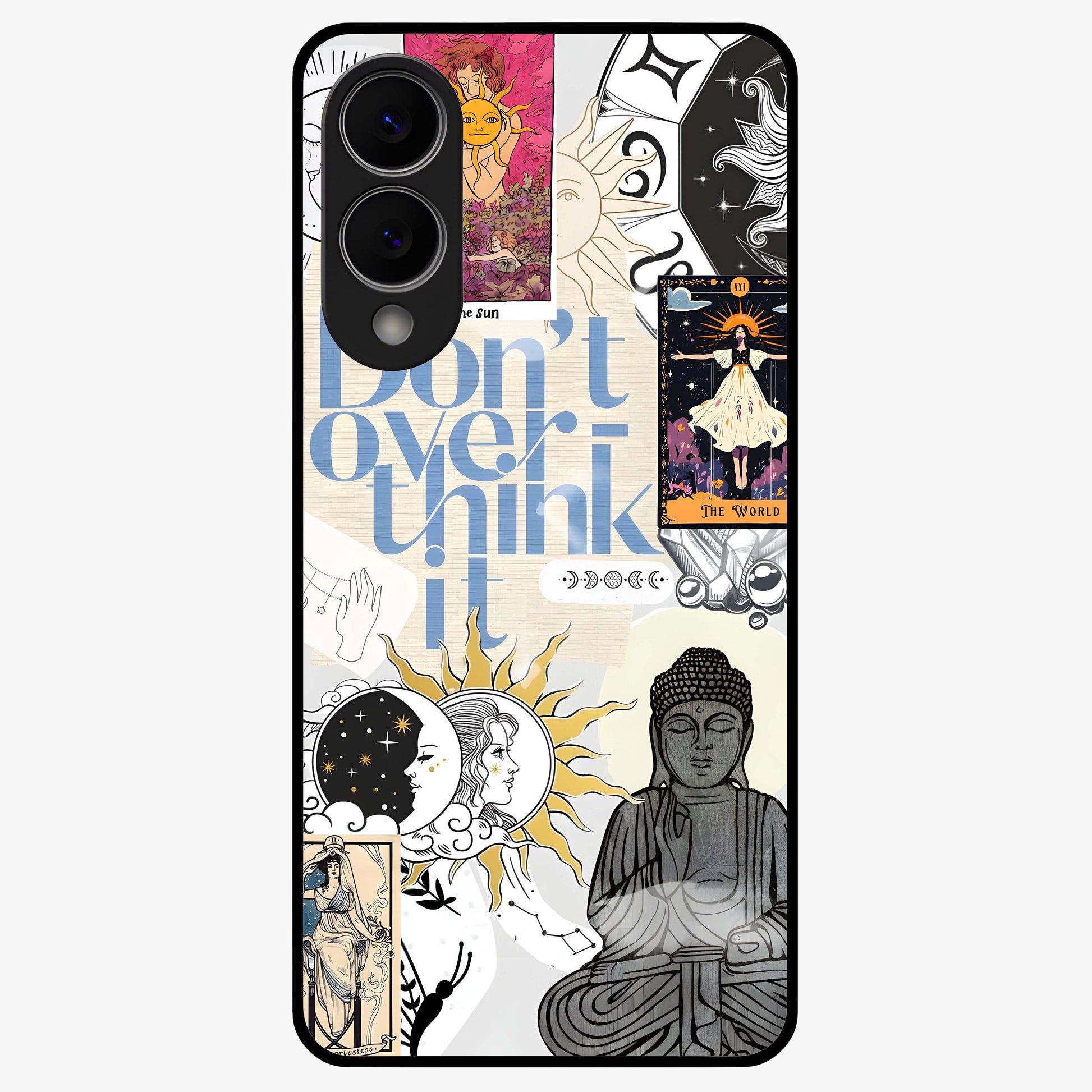 Ethereal Thoughts Glass Case showing flat back view with dreamy artistic artwork and glossy glass finish.
