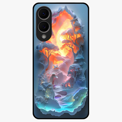 Glow Forest Portal Glass Case showing flat back view with glowing forest portal artwork and glossy glass finish.