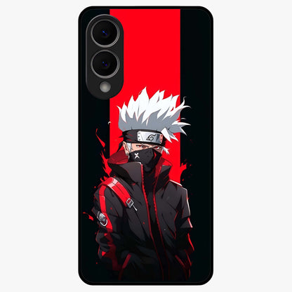 Kakashi Scarlet Shadow Glass Case showing flat back view with powerful anime ninja artwork and glossy glass finish.