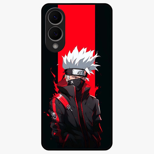 Kakashi Scarlet Shadow Glass Case showing flat back view with powerful anime ninja artwork and glossy glass finish.