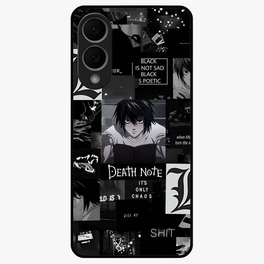 Midnight Chaos Mind Glass Case showing flat back view with abstract dark themed artwork and glossy glass finish.