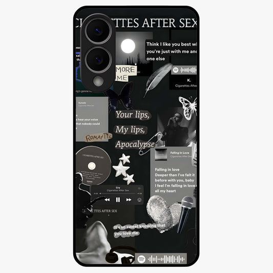 Midnight Love Echo Glass Case showing flat back view with romantic midnight themed artwork and glossy glass finish.