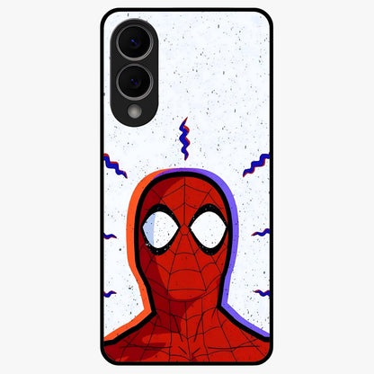 Omg Spiderman Glass Case showing flat back view with bold superhero inspired artwork and glossy glass finish.