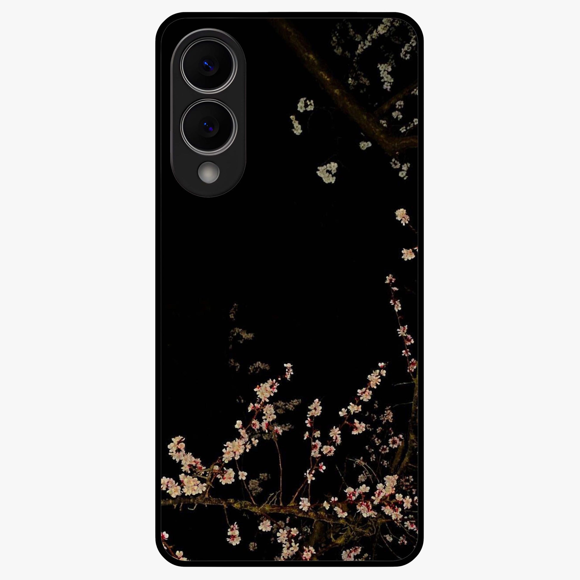 Petal Moon Light With Custom Name Glass Case showing flat back view with floral moonlight artwork and personalized name design.