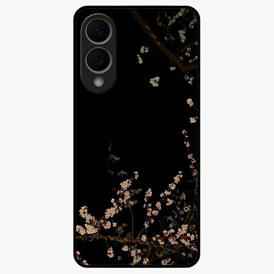Petal Moon Light With Custom Name Glass Case showing flat back view with floral moonlight artwork and personalized name design.