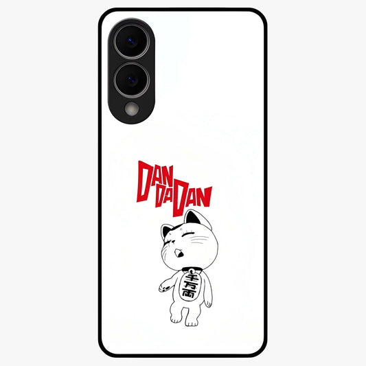 Playful Spirit Charm Glass Case showing flat back view with cheerful charm themed artwork and glossy glass finish.