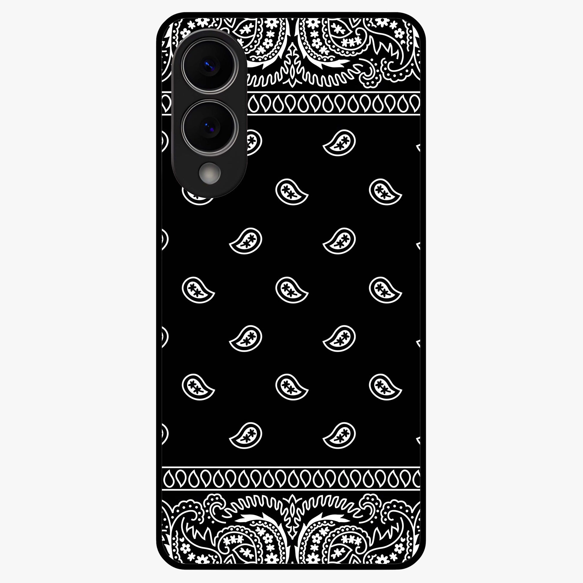 Retro Rebel Threads Glass Case showing flat back view with vintage street style artwork and glossy glass finish.