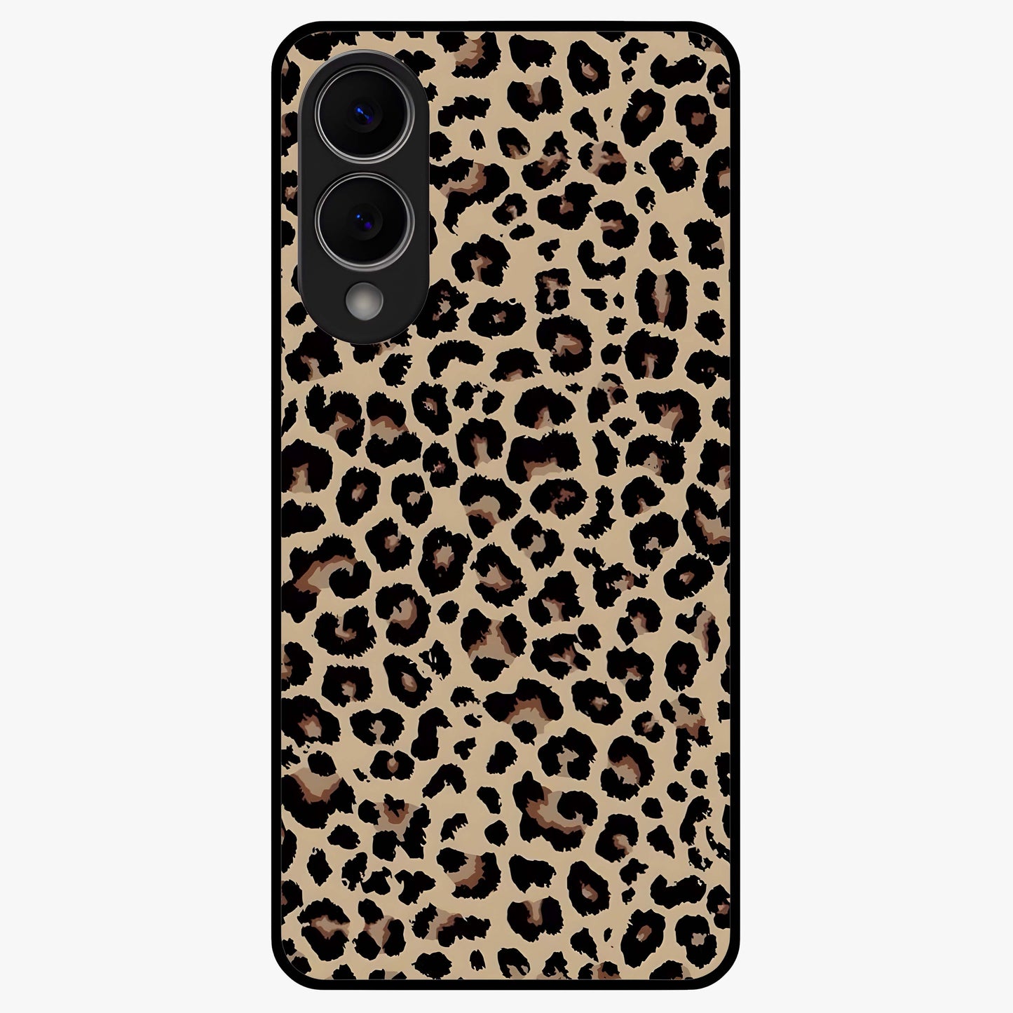 Savage Chic Pattern Glass Case showing flat back view with stylish patterned artwork and glossy glass finish.