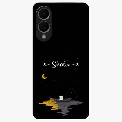 Silent Night Row Glass Case showing flat back view with calm night themed artwork and glossy glass finish.