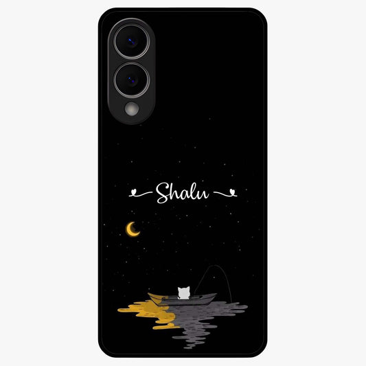 Silent Night Row Glass Case showing flat back view with calm night themed artwork and glossy glass finish.