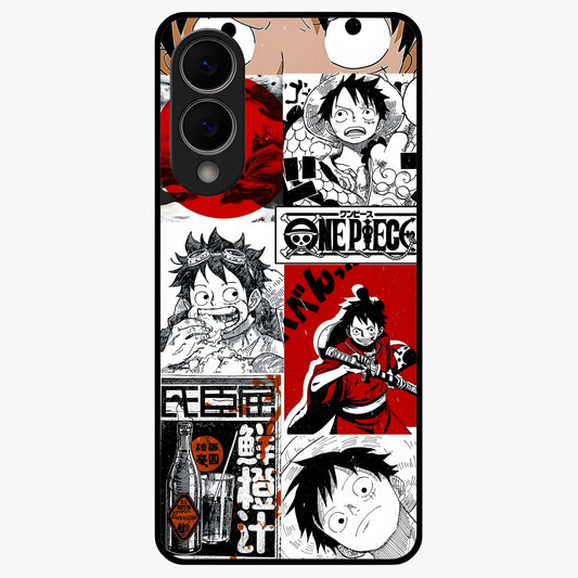 Strawhat Chaos Panels Glass Case showing flat back view with anime inspired chaos panel artwork and glossy glass finish.