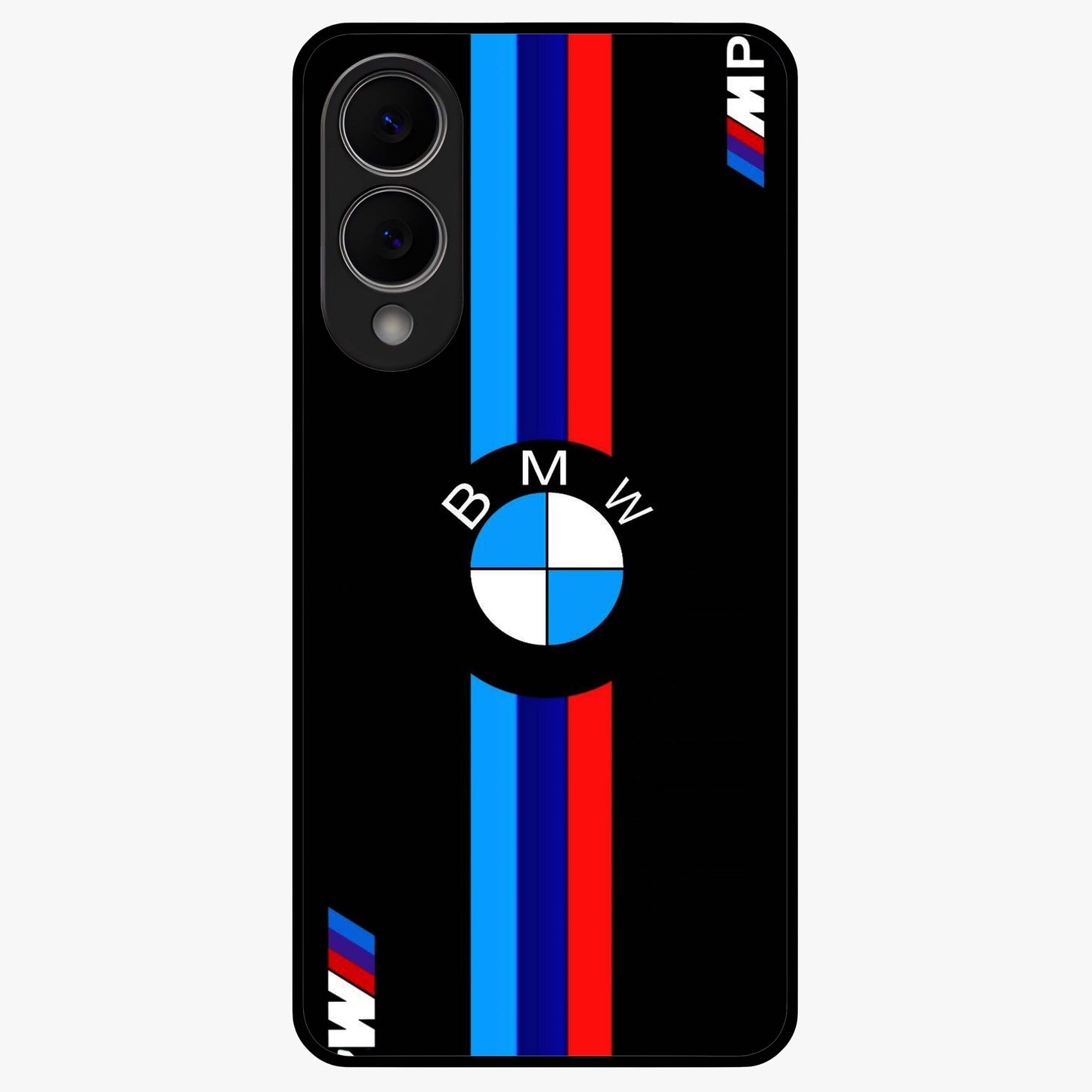 Turbo BMW Beast Glass Case showing flat back view with high performance sports car artwork and glossy glass finish.