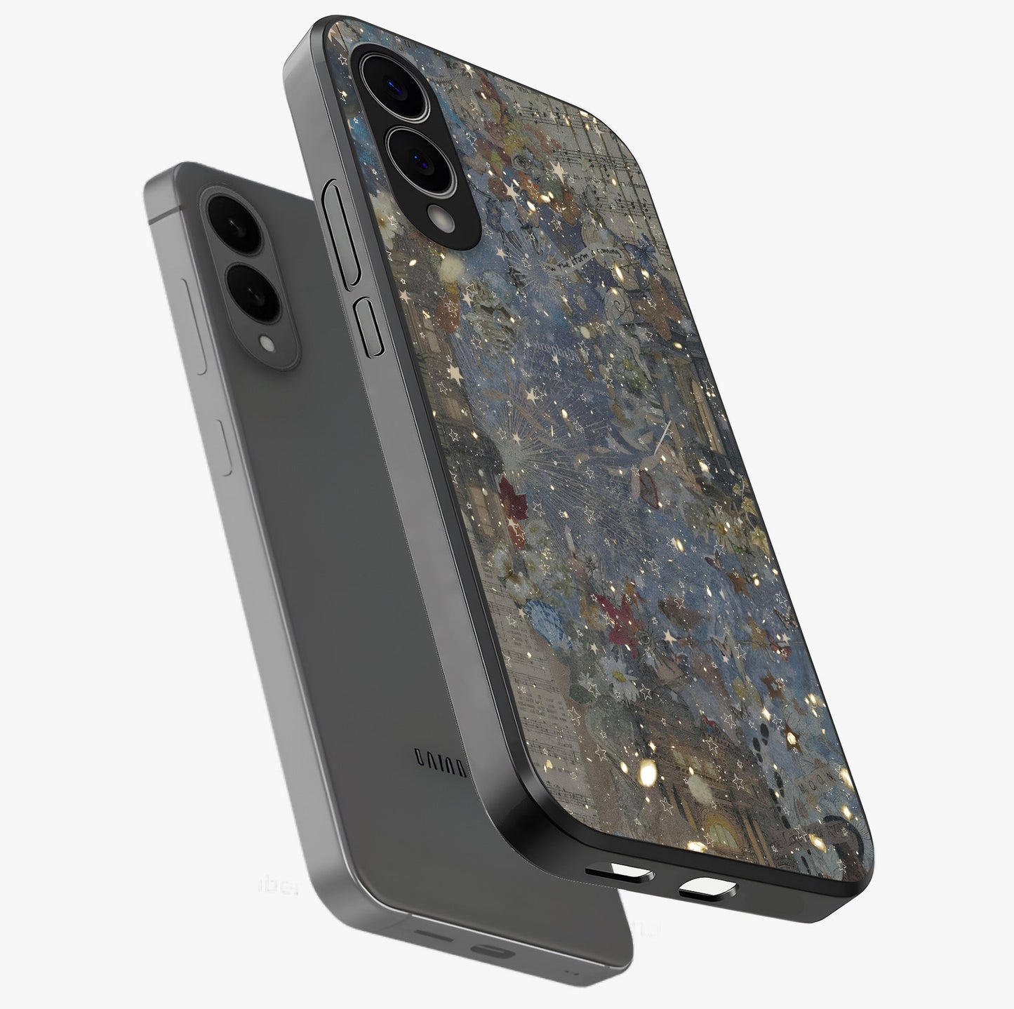 Aesthetic Astrolophia Glass Case displayed in angled mockup highlighting artistic aesthetic elements and smooth glass surface.