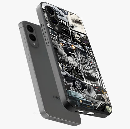 Aesthetic Dark Love Glass Case displayed in angled mockup highlighting moody aesthetic design and bold love theme.