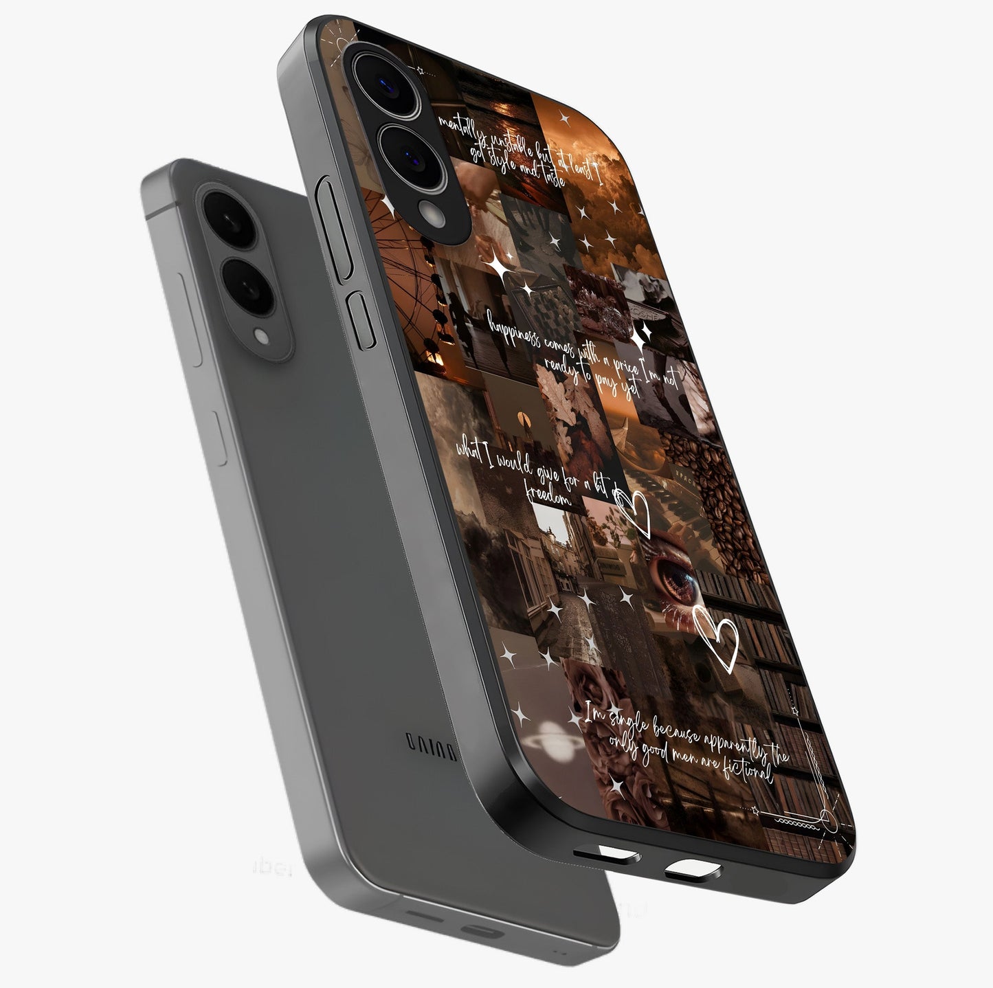 Bittersweet Aesthetic Chaos Glass Case displayed in angled mockup highlighting expressive abstract artwork and edgy aesthetic theme.