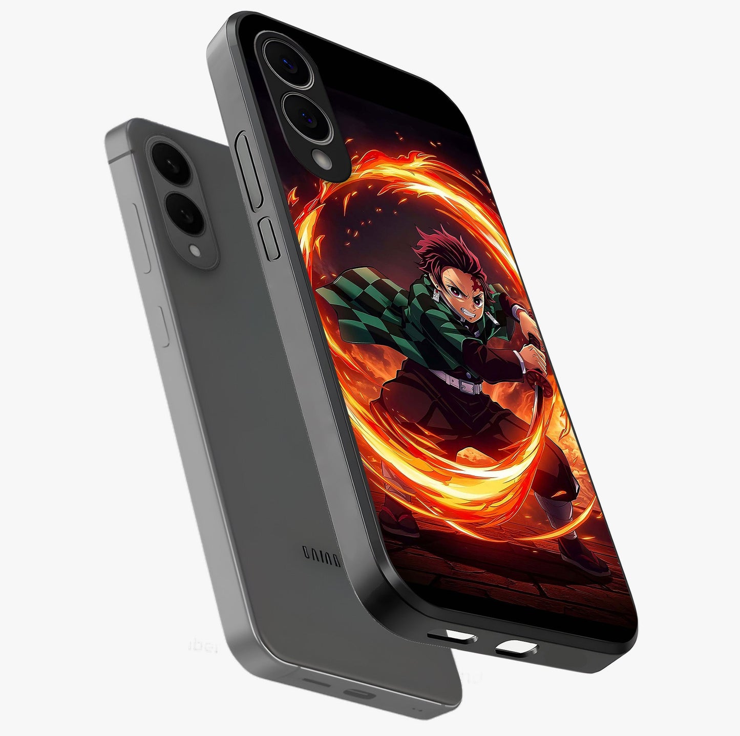 Blazing Sword Resolve Glass Case displayed in angled mockup highlighting powerful sword illustration and bold fantasy theme.