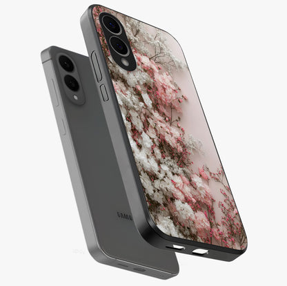 Blush Blossom Cloud Glass Case displayed in angled mockup highlighting soft cloud and blossom design with pastel aesthetic.