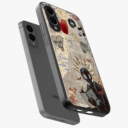 City Dream Sketch Glass Case displayed in angled mockup highlighting minimal city illustration with aesthetic sketch style.