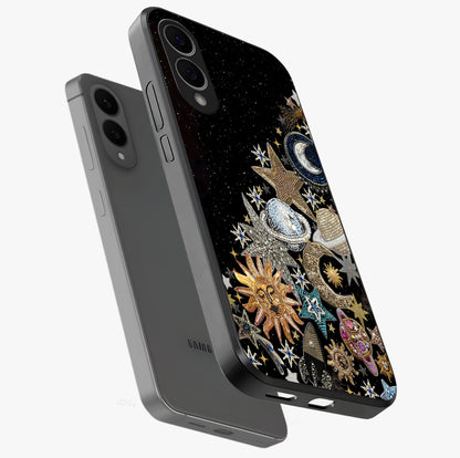 Cosmic Sparkle Dreams Glass Case displayed in angled mockup highlighting dreamy star sparkle design with celestial aesthetic.