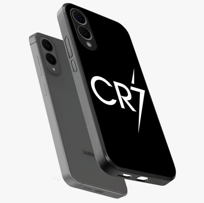 Cr7 Elite Strike Glass Case displayed in angled mockup highlighting powerful sports graphic with bold athletic theme.