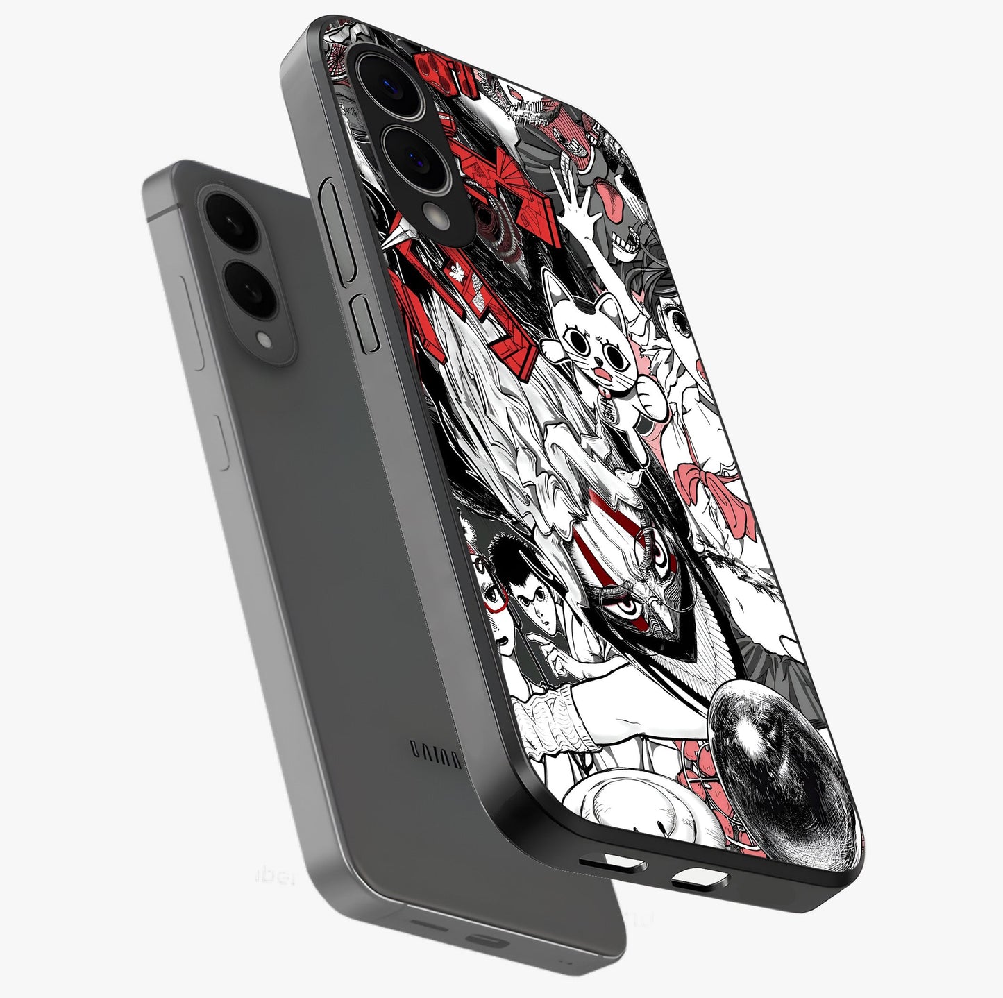 Crimson Chaos Panel Glass Case displayed in angled mockup highlighting chaotic panel style design with modern graphic theme.