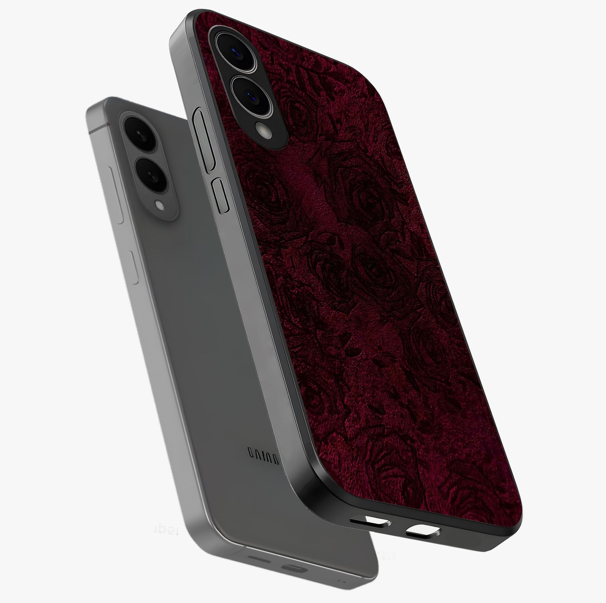 Crimson Fade Flow Glass Case displayed in angled mockup highlighting smooth gradient design with modern aesthetic style.