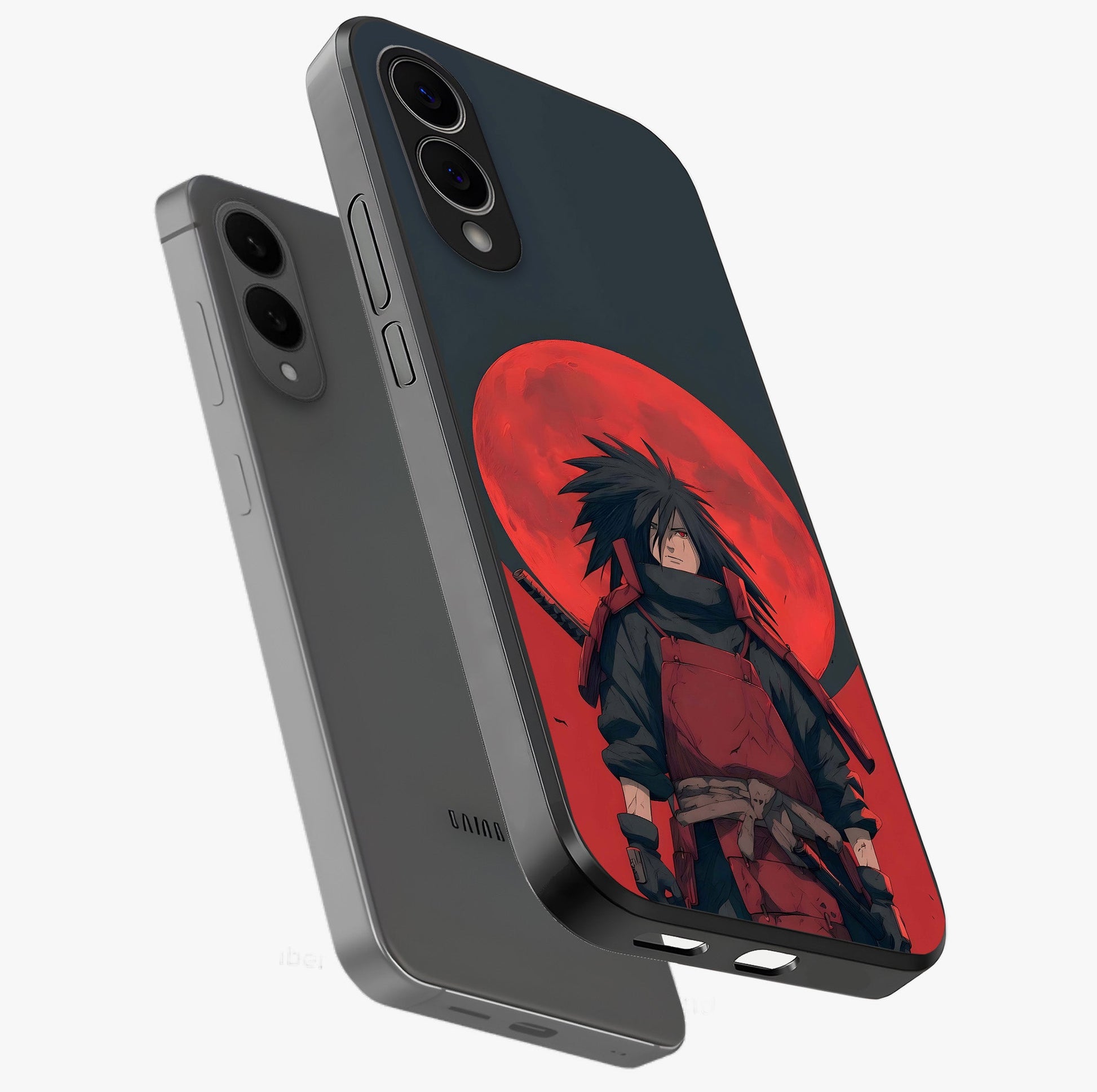 Crimson Moon Warlord Glass Case displayed in angled mockup highlighting dramatic crimson moon design with fantasy aesthetic.