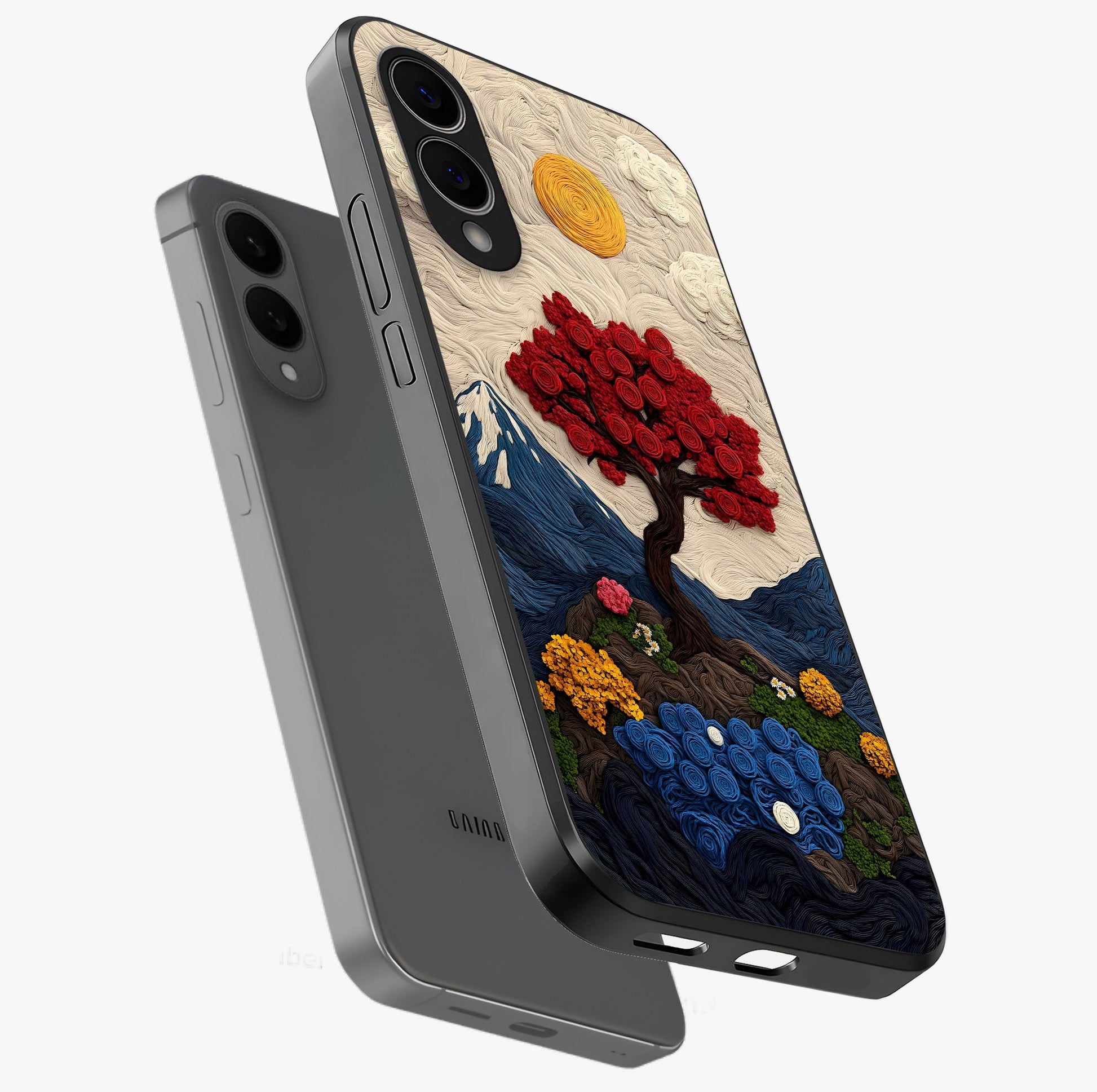 Eternal Nature Tapestry Glass Case displayed in angled mockup highlighting detailed botanical pattern with artistic aesthetic.
