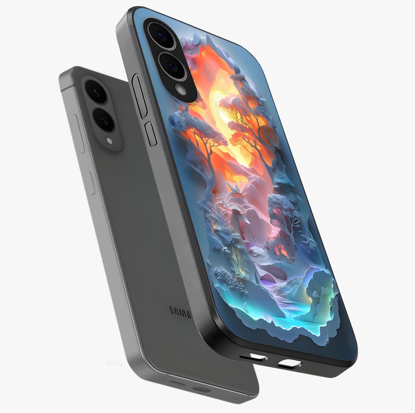 Glow Forest Portal Glass Case displayed in angled mockup highlighting mystical forest design with magical glowing aesthetic.