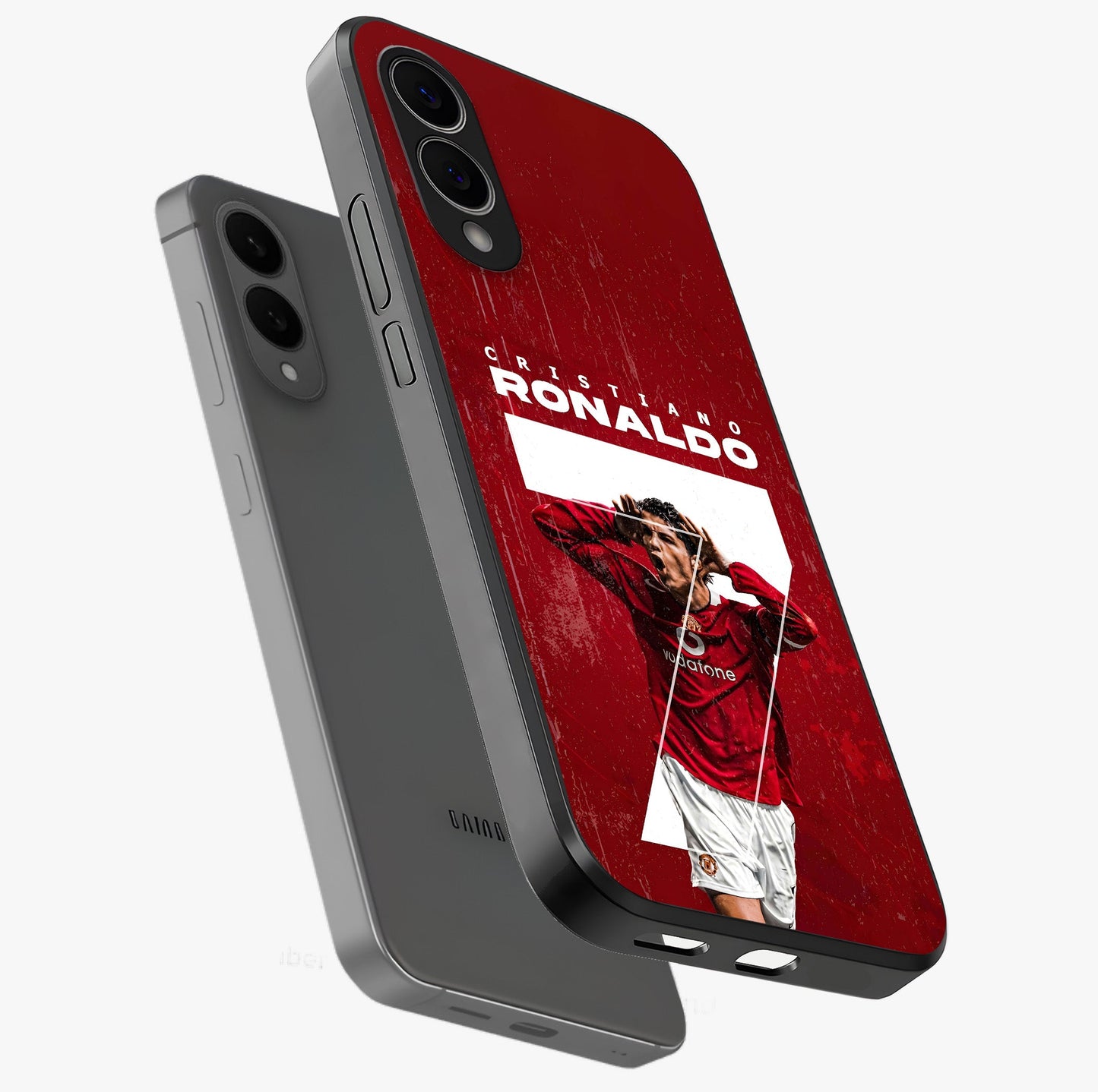 Goal Celebration Legacy Glass Case displayed in angled mockup highlighting energetic sports celebration design with bold athletic theme.