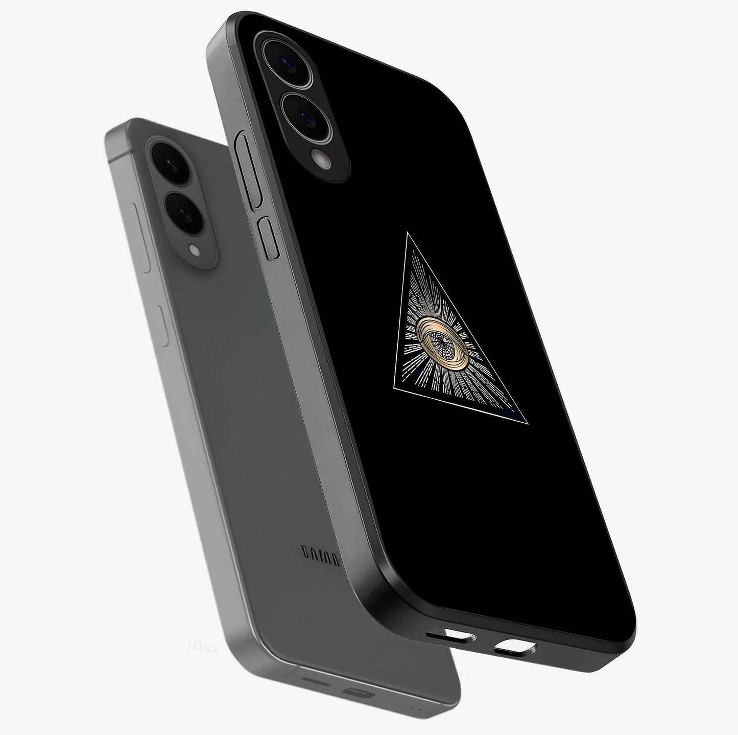 Illuminati Evil Glass Case displayed in angled mockup highlighting dark occult inspired design with bold aesthetic style.
