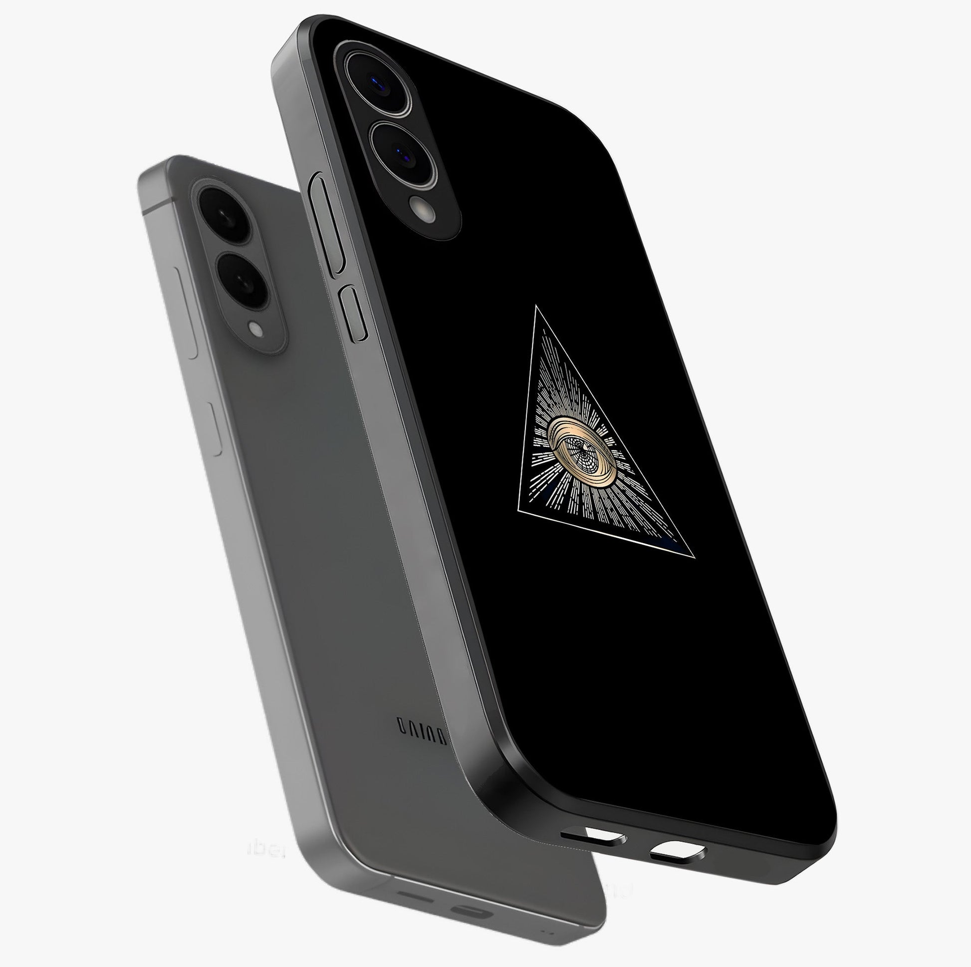 Illuminati Evil Glass Case displayed in angled mockup highlighting dark occult inspired design with bold aesthetic style.