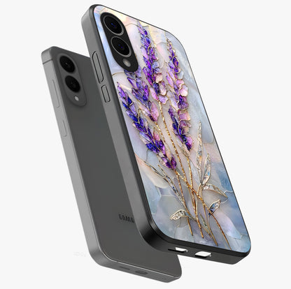 Lavender Dream Glow Glass Case displayed in angled mockup highlighting dreamy purple glow design with soft artistic style.