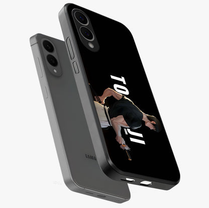 Midnight Blade Resolve Glass Case displayed in angled mockup highlighting powerful blade illustration with dramatic dark aesthetic.