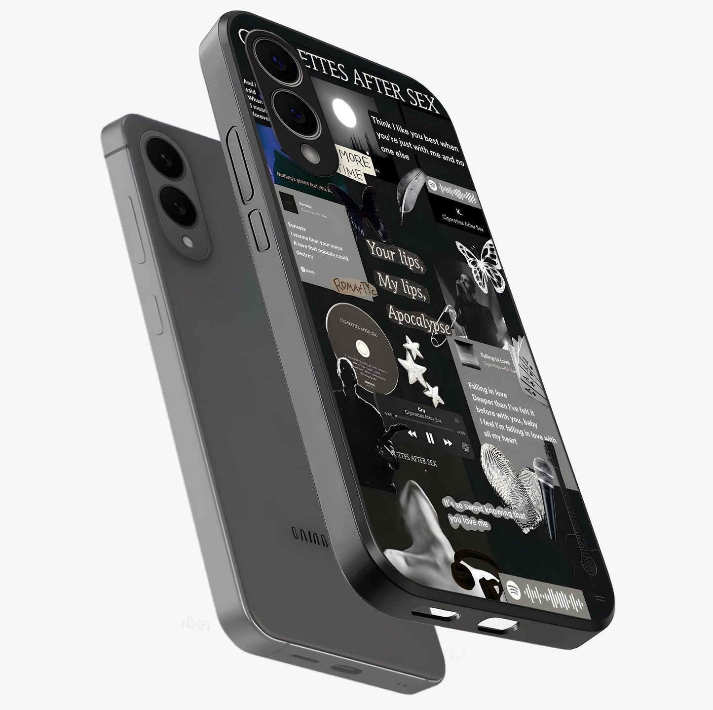 Midnight Love Echo Glass Case displayed in angled mockup highlighting elegant love inspired design with deep aesthetic style.