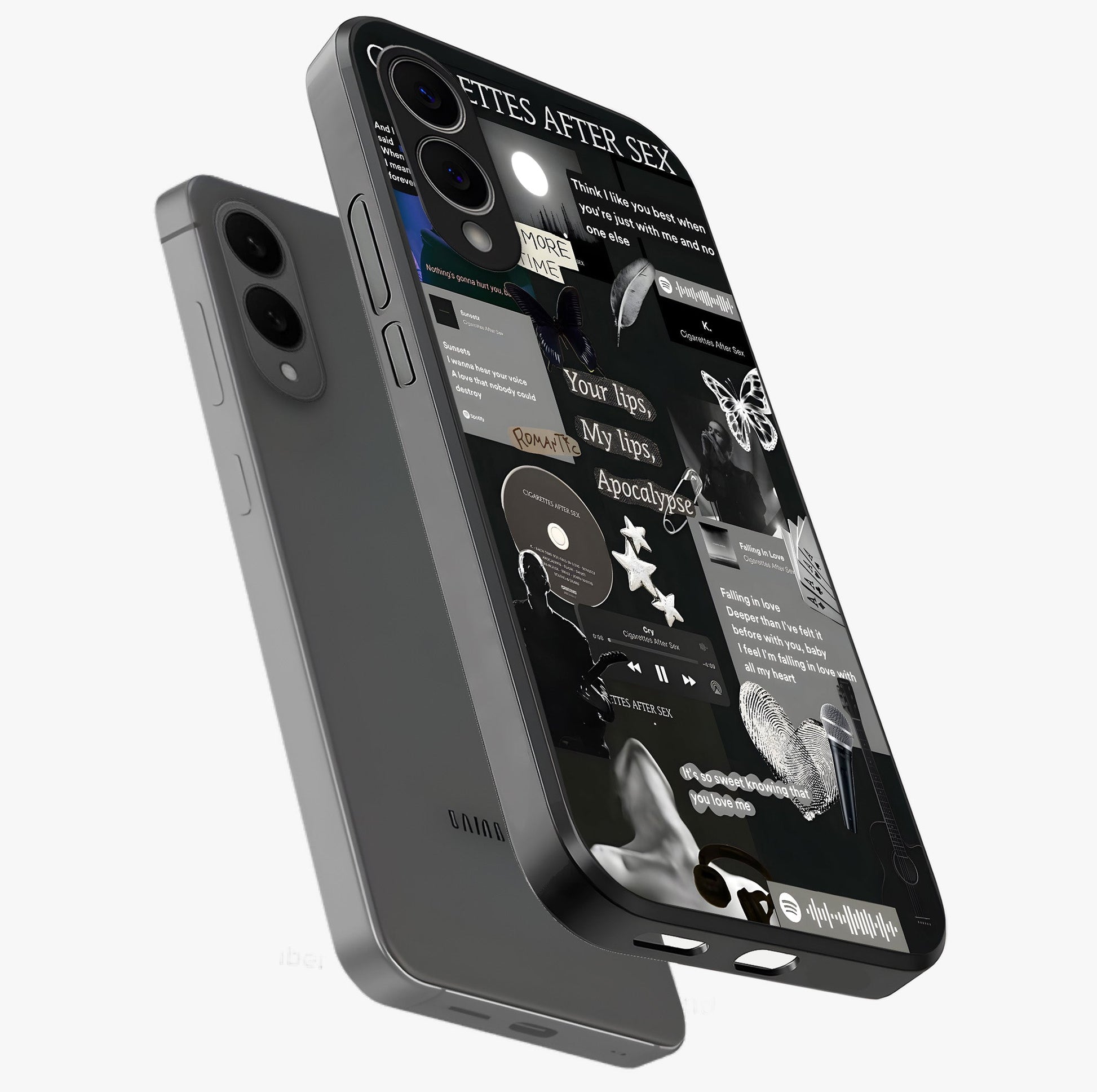 Midnight Love Echo Glass Case displayed in angled mockup highlighting elegant love inspired design with deep aesthetic style.