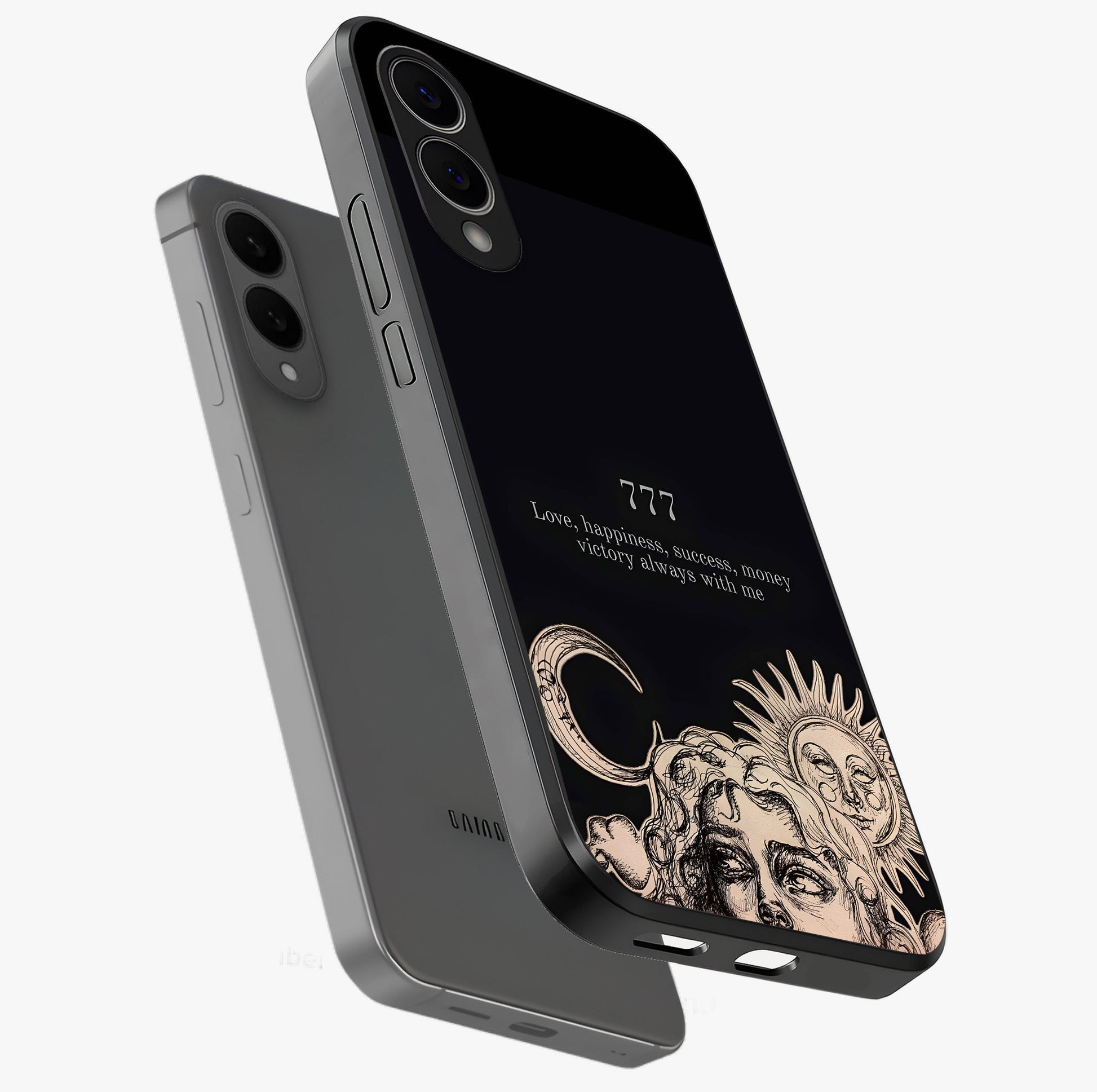 Mystic Victory Aura Glass Case displayed in angled mockup highlighting energetic aura design with bold mystical aesthetic.