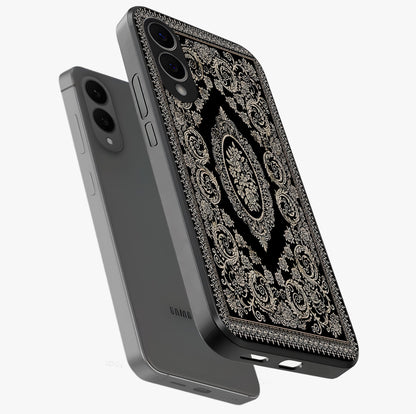 Noir Bloom Elegance Glass Case displayed in angled mockup highlighting refined flower design with stylish noir aesthetic.