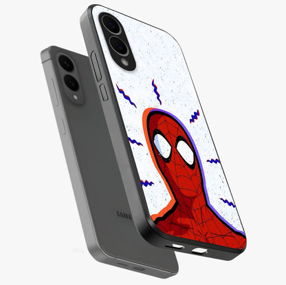 Omg Spiderman Glass Case displayed in angled mockup highlighting dynamic hero illustration with action comic aesthetic.