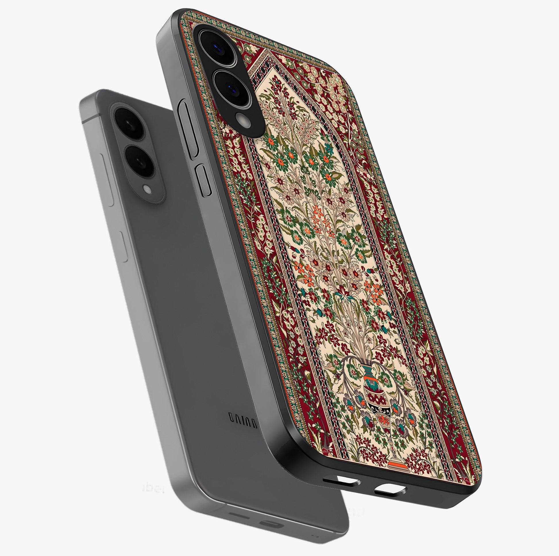 Persian Inspired Glass Case displayed in angled mockup highlighting intricate traditional design with elegant cultural aesthetic.