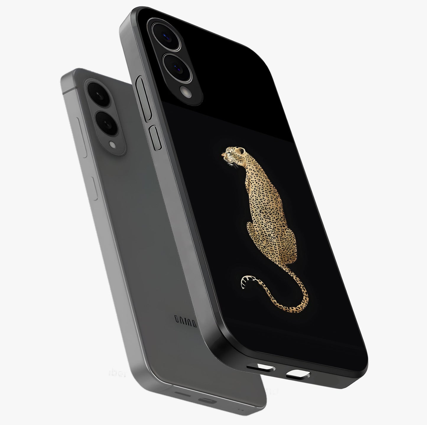 Regal Leopard Glass Case displayed in angled mockup highlighting powerful animal illustration with stylish wild aesthetic.