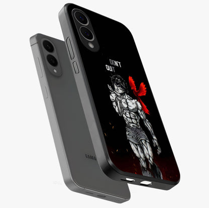 Rise Beyond Limits Glass Case displayed in angled mockup highlighting inspiring message design with modern aesthetic style.