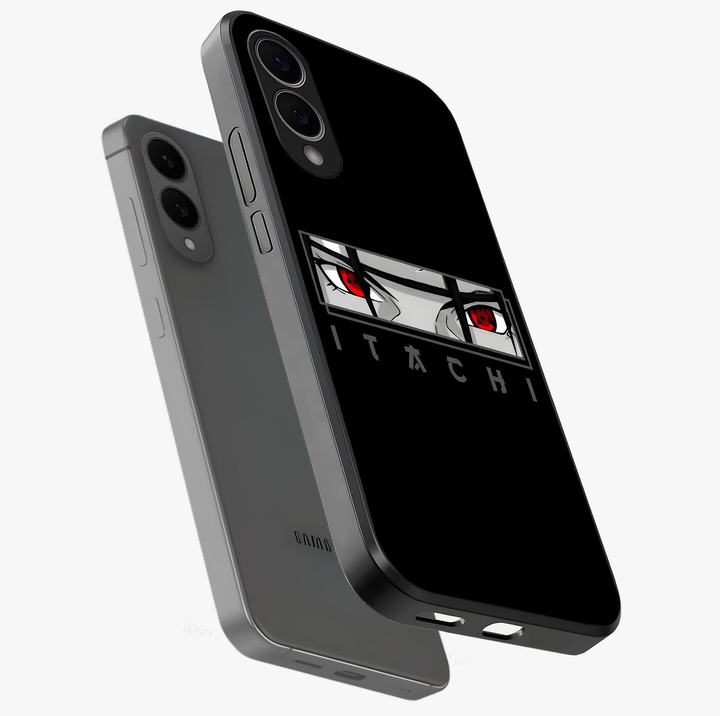 Scarlet Gaze Dominance Glass Case displayed in angled mockup highlighting intense visual design with bold scarlet aesthetic.